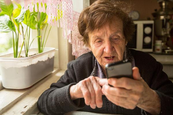 old lady w phone
