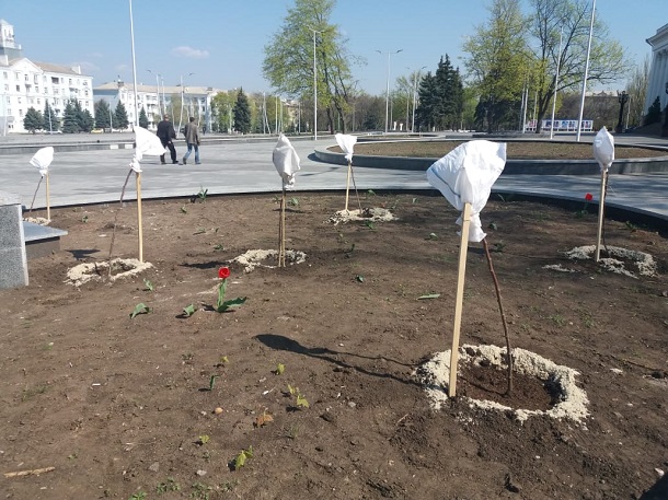 V Kramatorske nachinaetsja ozelenenie ploshhadi Mira 2