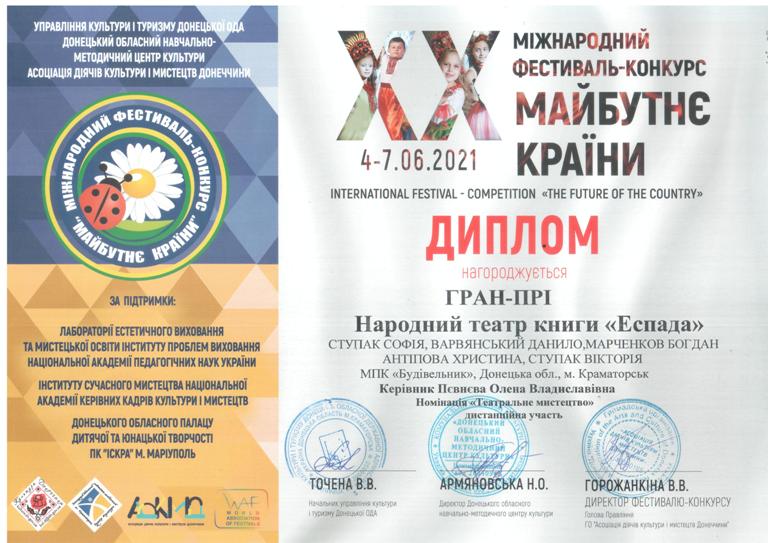 Диплом Майбутнє країни гран прі