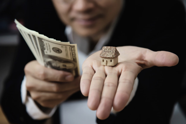 business man show money bank note make financial plan invite people sell buy house car monetary properties loan credit insurance concept 1150 13574