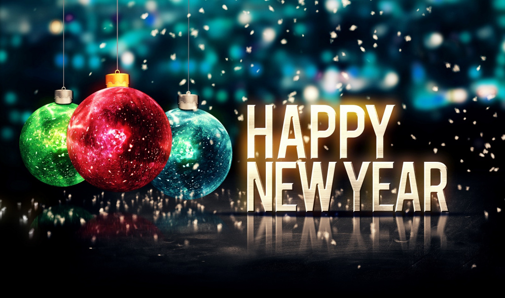happy new year balls glitter