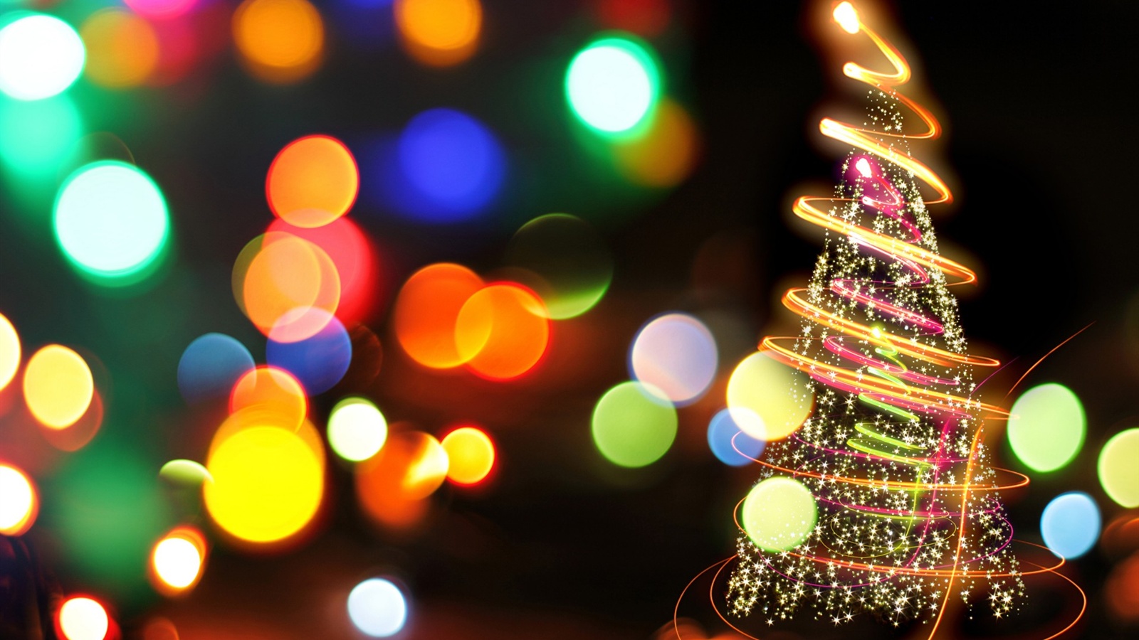 Fire tree beautiful christmas new year colorful lights 1600x900